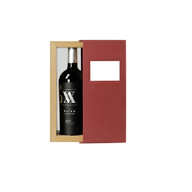 MDF Veneer Packaging Gift Box Single Bottle Wooden Handmade Cardboard Lid Wood Gift & Craft Handicraft Wine Box