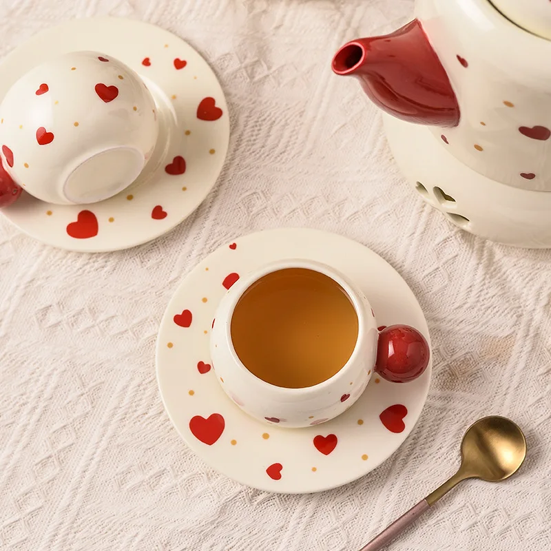 Personality Design Ceramic Tea Cup Set Vintage Porcelain Teapot Cute Turkish Ceramic Tea Set For Afternoon