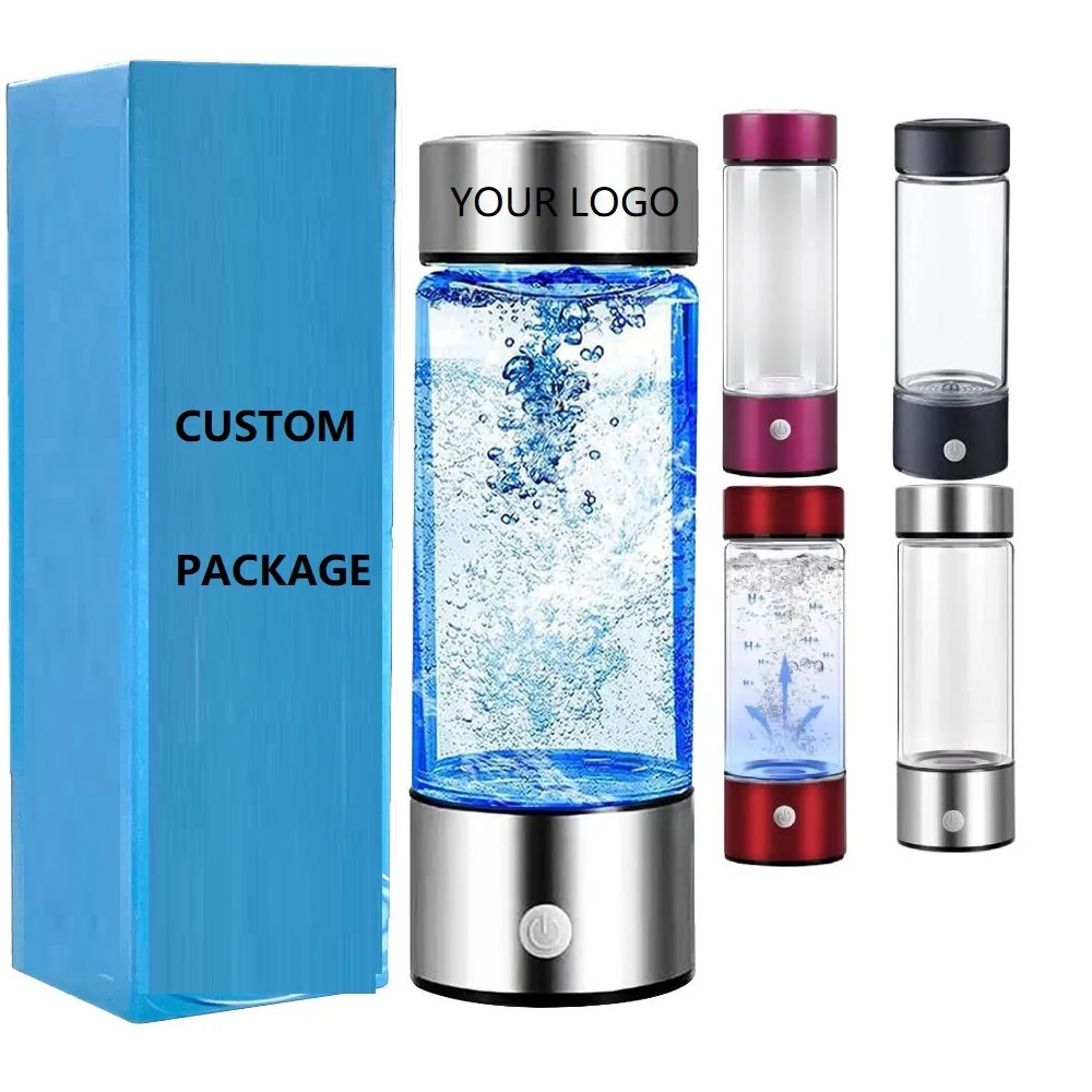 420ml USB pem hydrogen infused water glass Custom Hydrogen water bottle Portable Glass Hydrogen Water Generator Bottle with logo