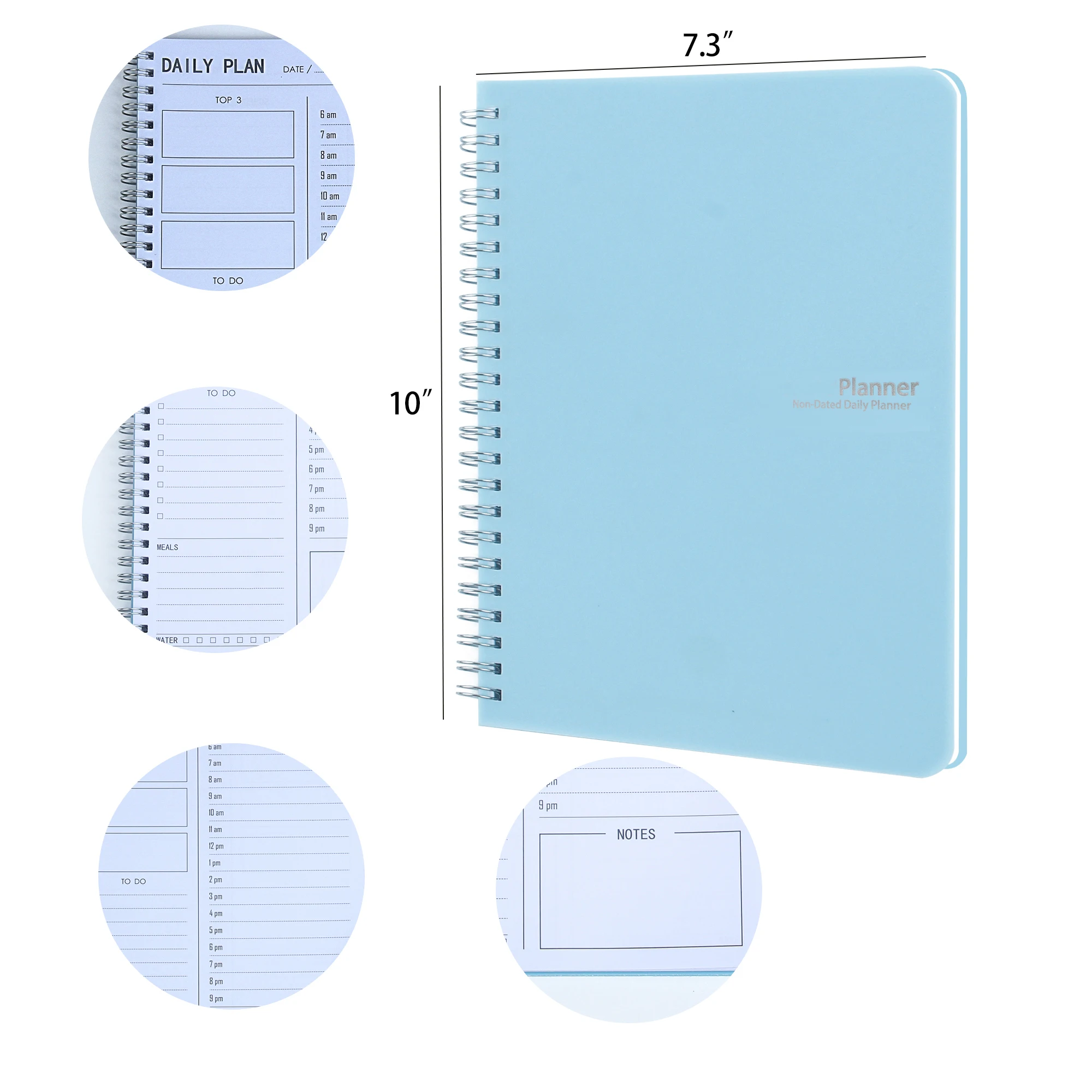 LABON Custom PVC Cover Spiral Notebook Agenda Daily Planner Schedule Organizer With Elastic Band