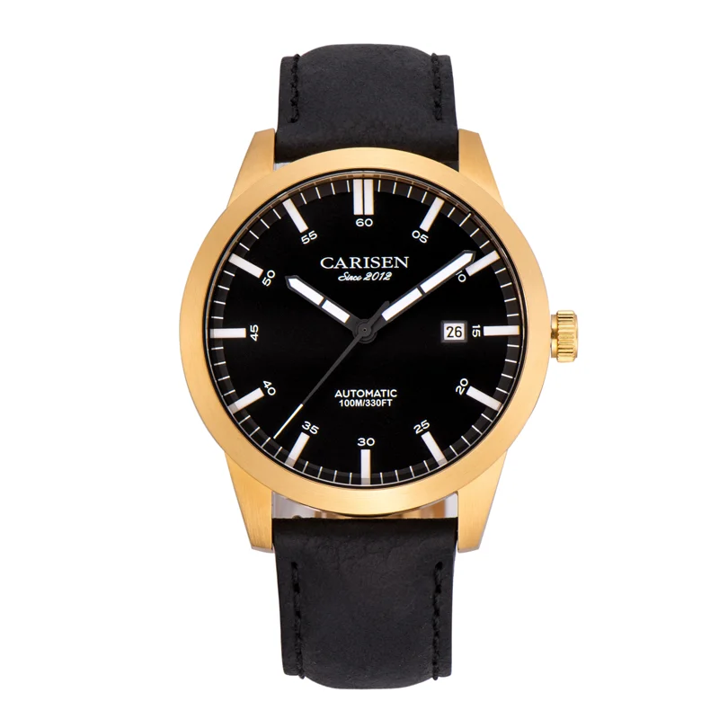 Carisen Brand Custom Logo 5 Atm Waterproof Genuine Leather Band Chinese Mechanical Automatic Watches Business Casual Mens Watch