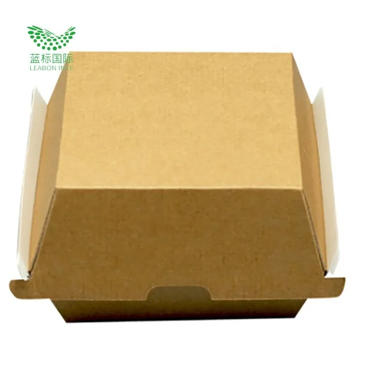 Eco Friendly Compostable Kraft Paper Burger Hamburger Box