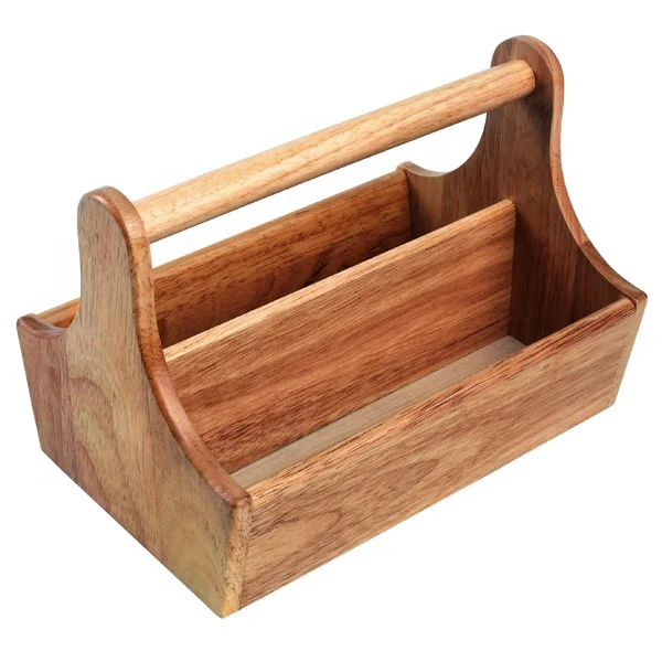 Home and Bar Table Top Display Tidy Holder Wooden Condiment Caddy