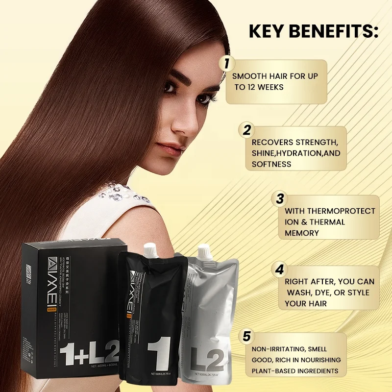 Private Label Permanent Shining  Hair Straightening Cream Rebonding Cream for Salon Use