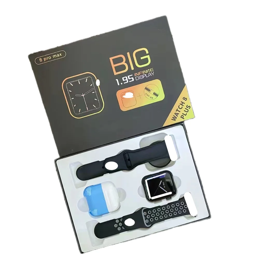 2022 I7 pro max L series 8 pro max l watch 8,tws wireless earbud in one double strap heart rate BT Call smart watch with earbuds