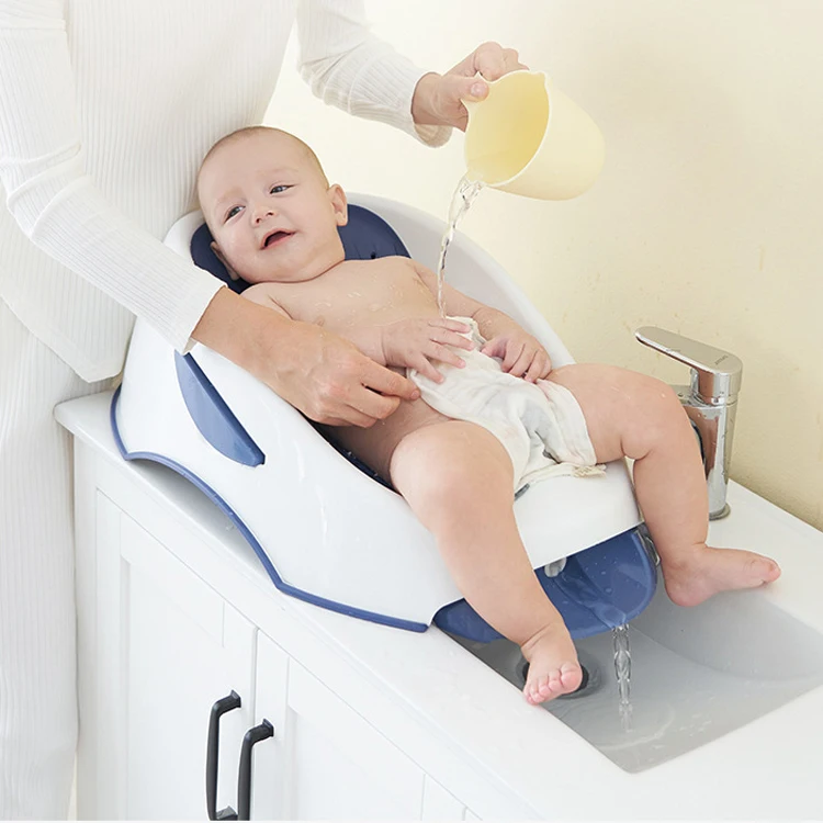 Newborn Baby Bath Seat Support Rack Soft Plastic Tubs General Barrel With Anti-slip Base