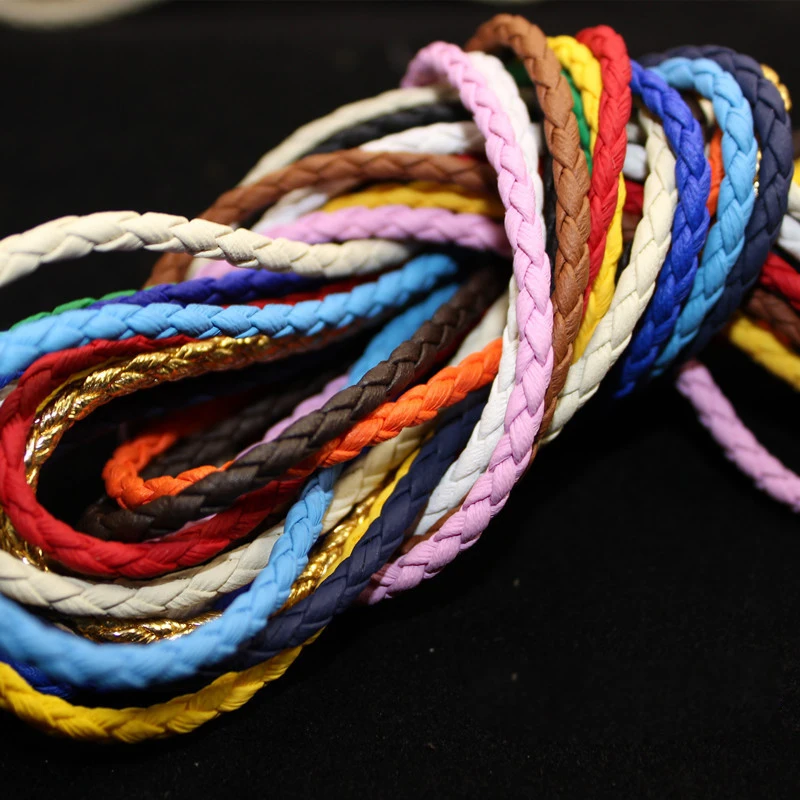 5 Meter 6mm Round Leather Cord String DIY Necklace Bracelet Making Finding Braided Braids Pu Leather Rope Jewelry Accessories