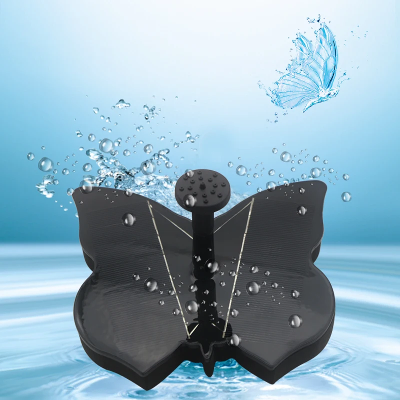 Small Solar Floating Fountain Butterfly Shape Solar Powered Water Pumps Fountain for Garden Park Landscape