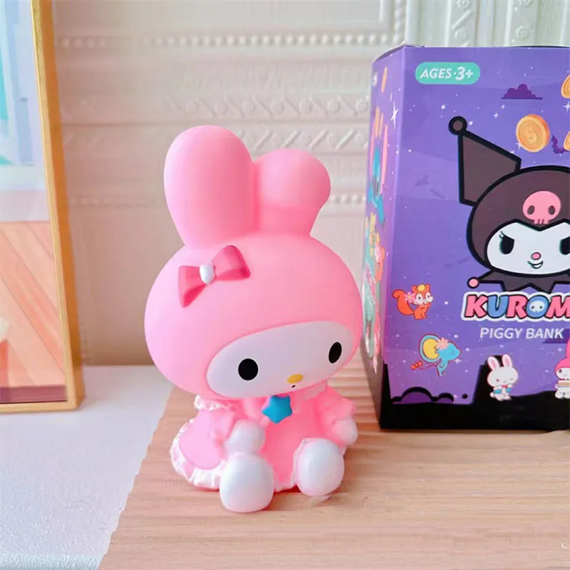 Sanrio Melody Piggy Bank Kuromi Cartoon Large Capacity Money Box Cute Drop-Resistant Kids Saving Pot Anime Toys Girl Gift