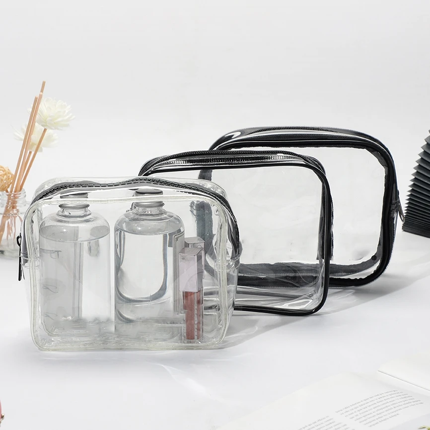 Wholesale Custom Logo Cosmetic Mini PVC Zipper Bag Durable Reusable Clear PVC Cosmetic Bag