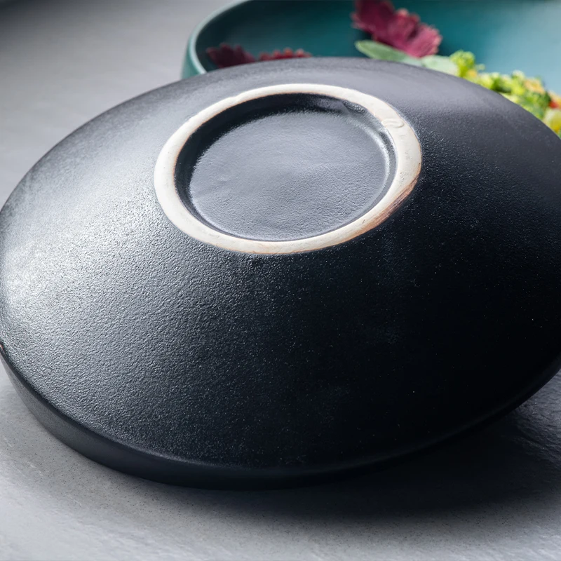 Factory Direct Japanese-Style Thick Round Vegetable Salad Fruit Cereal Breakfast Color Glaze Ceramic Thick Bowls Plate
