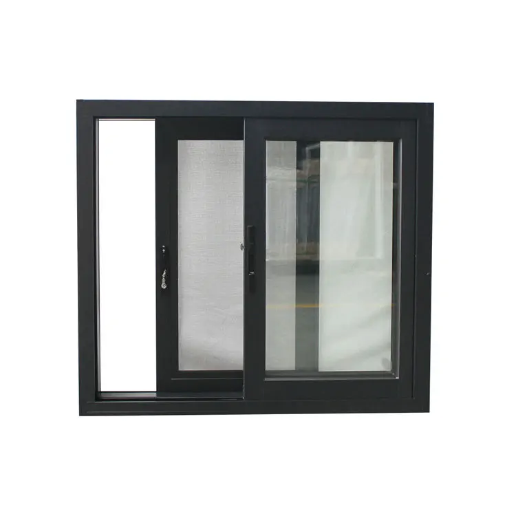 
Australian Standard Residential Tempered Glass Double Glazing Simple Design Black Aluminum Frame Sliding Balcony Window 