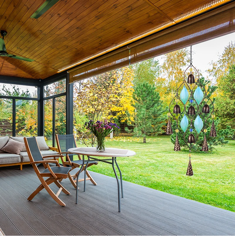 glass pendant iron crafts decoration creative home wind bell bell wind chime