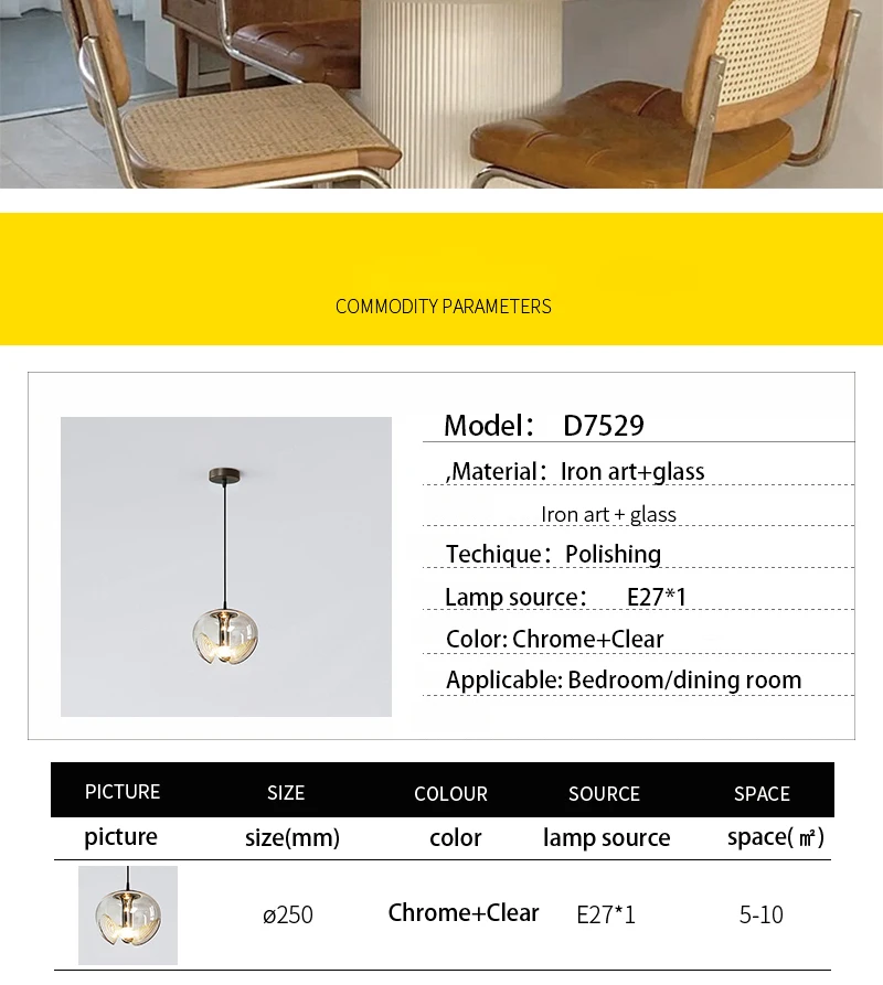 D7529 fashion lighting glass pendant lamp nordic simple decor chandelier dining room pendant light