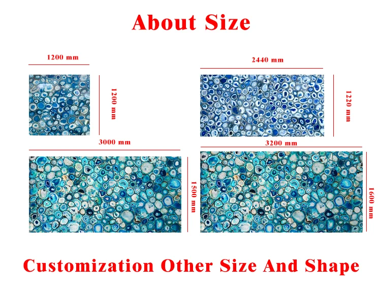1600*3200mm Large Size Natural Brazilian  Polished Luxury Stone Blue Agate Stone Slabs