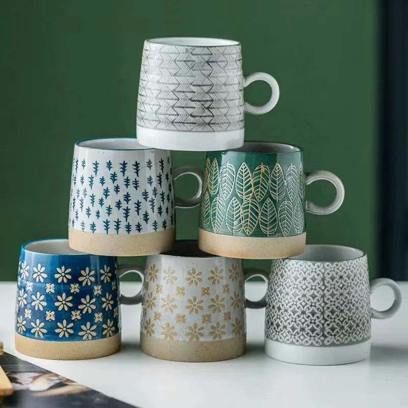 Japanese Pottery Mugs Underglaze Ceramic Breakfast Coffee Milk Tea Cereal Cup  Kitchen Home Decor Handmade Tableware