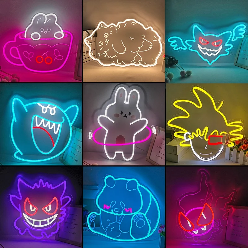 Wholesale neon light emitting diode home decoration cartoon design acrylic style grids bar atmosphere light