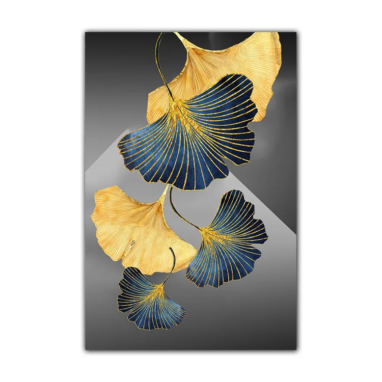 Wholesale hot sale ginkgo leaf printed canvas painting with customized size and design for decoration