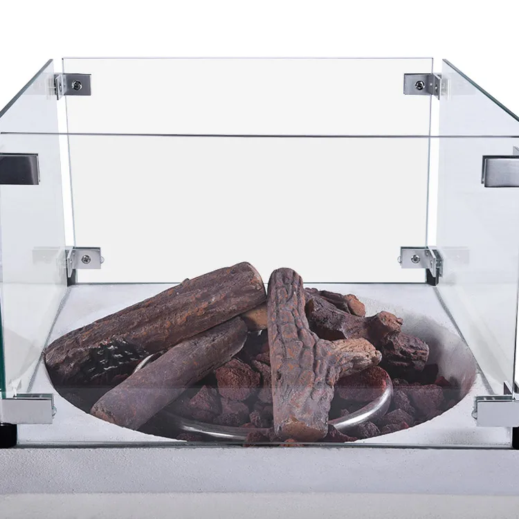 Outdoor propane fire pit dining table patio set