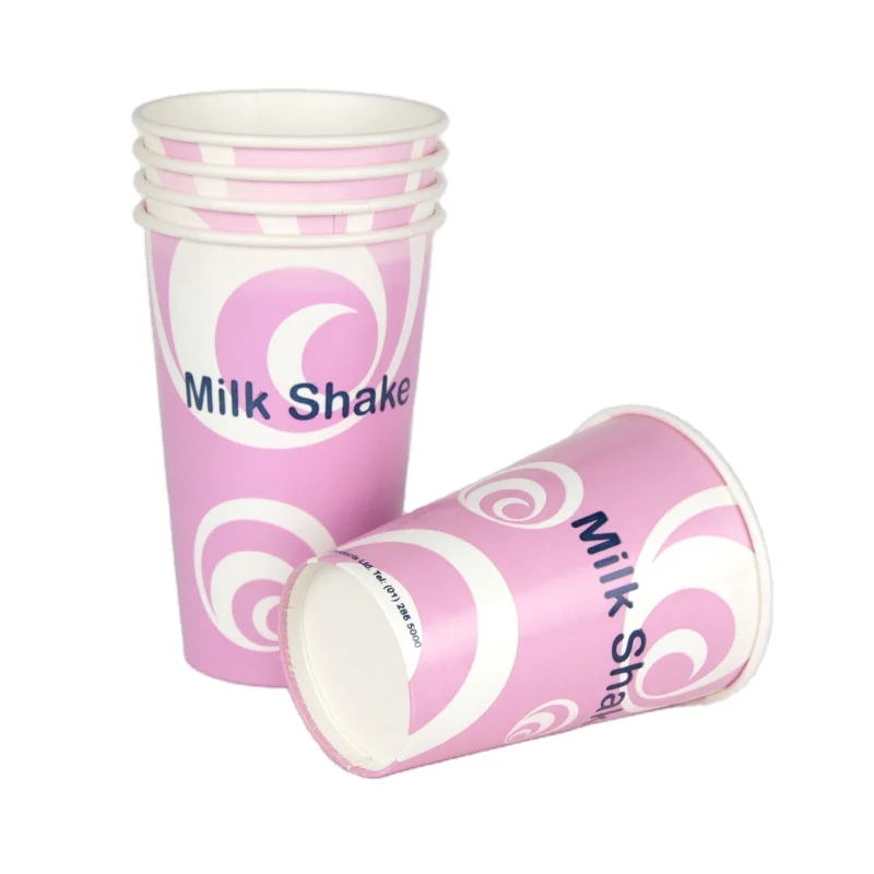 Wholesale Food Grade Disposable Custom Design Printing Cold Drink Paper Cup Container with Lid