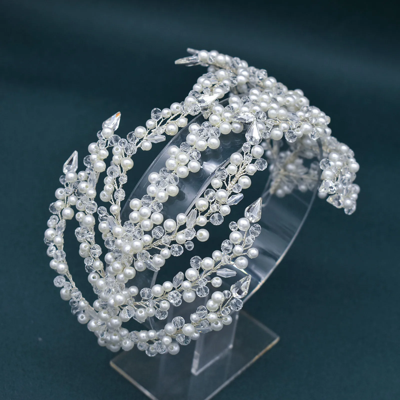 Good Quality Traditional Elegant Head Chain Forehead Pearl Rhinestone Decor Bridal Headbands