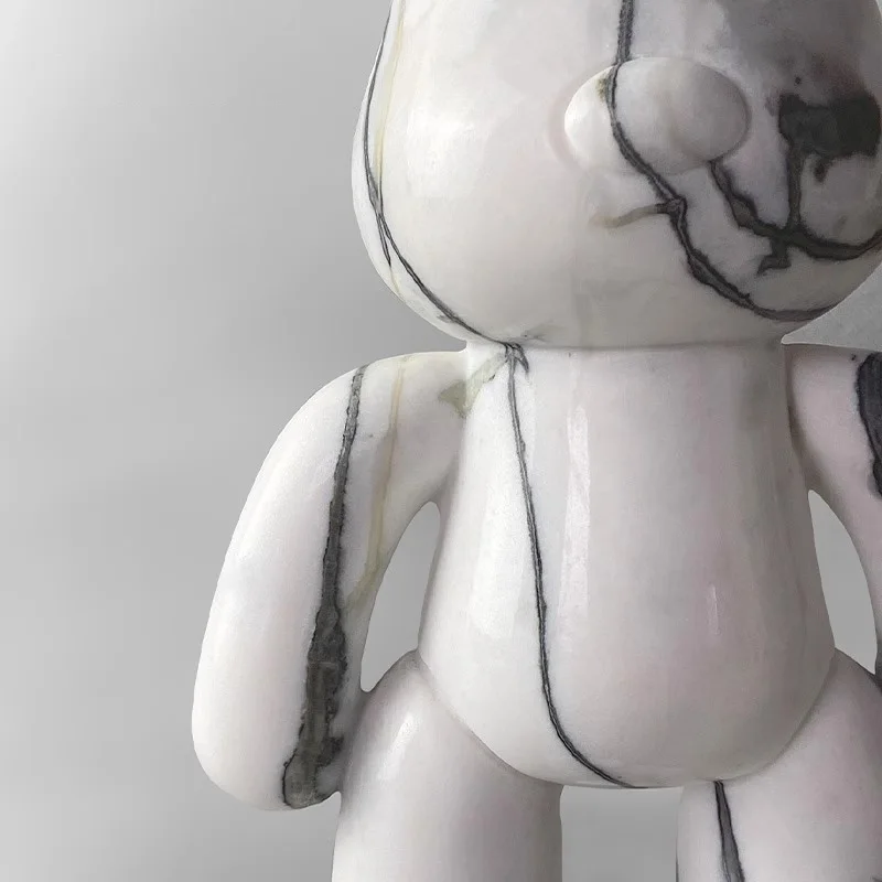 2024New violent bear doll natural marble fish belly white gold porch living room decoration tabletop TV cabinet light luxury
