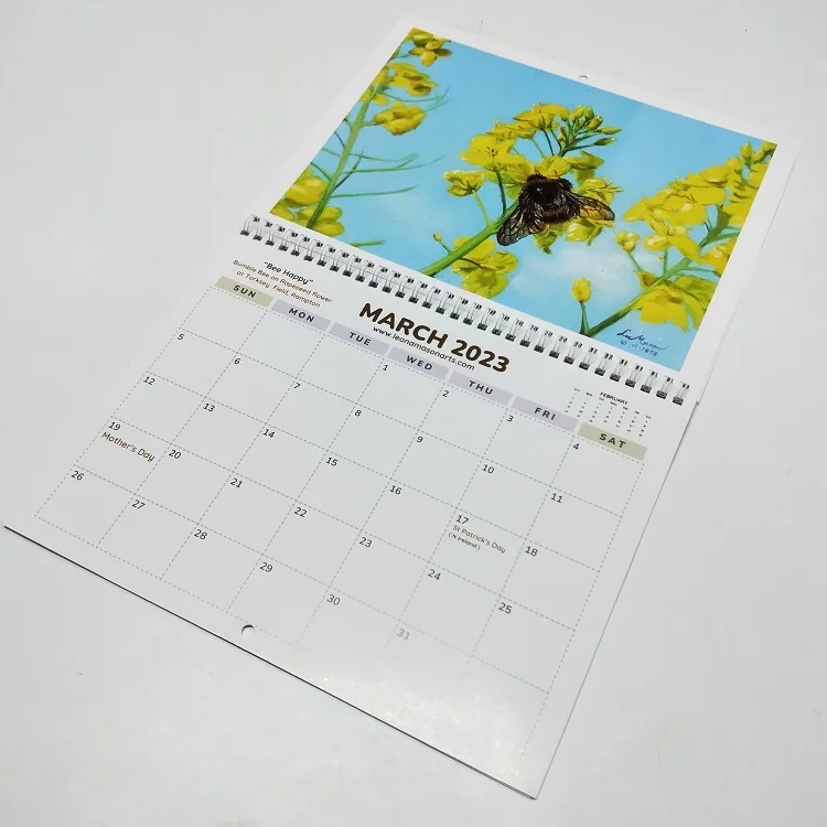 New Design Calendar Printing 12 Months Wall Calendar Offset Printing Calendars Monthly 2023 Customized Size Binding