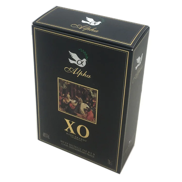 luxury design XO wine packaging paper boxes customized own logo whisky perfume bottle  packaging boxes with automatic bottom