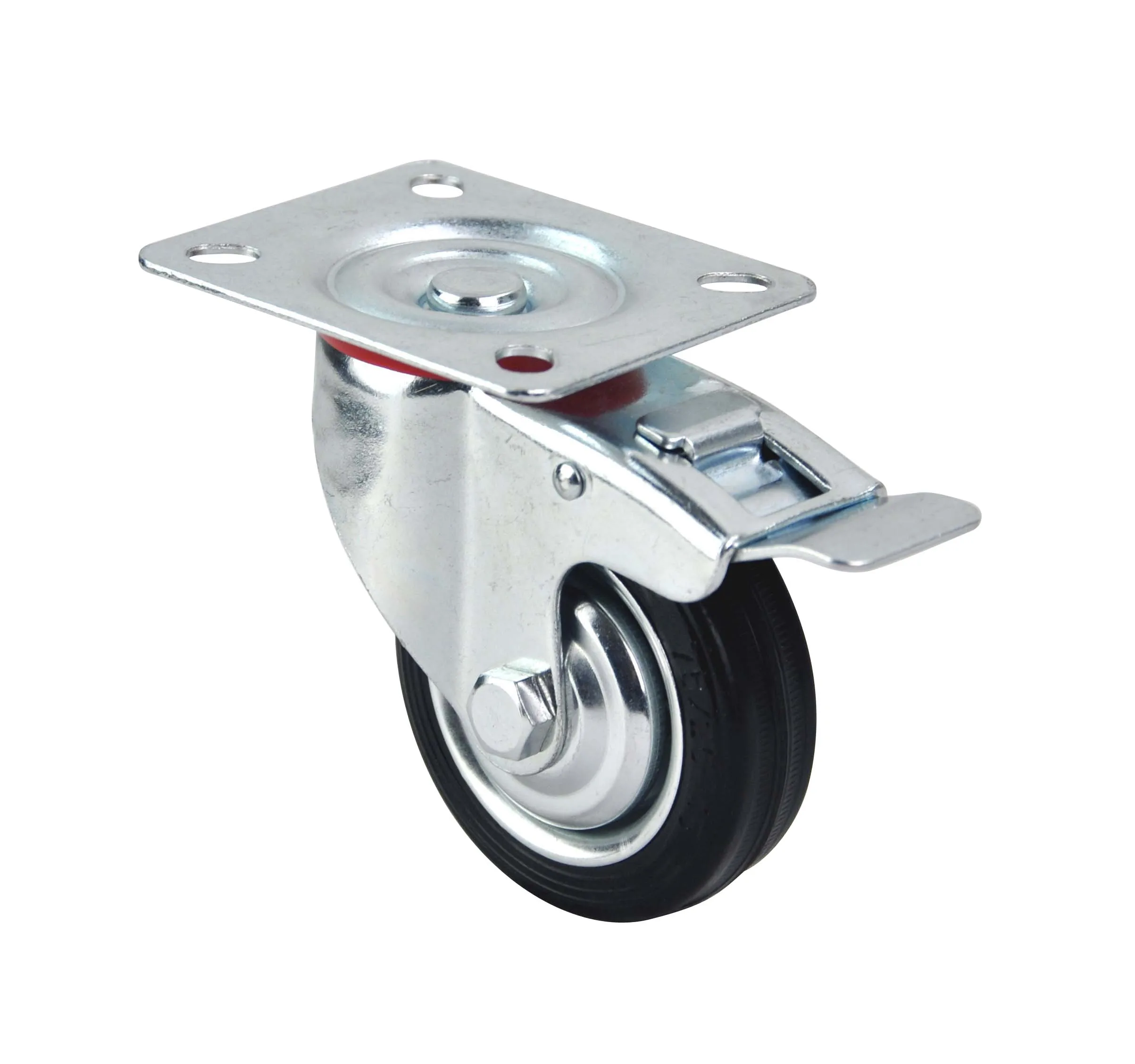 Оригинальные заводские товары, 75 мм поворотный стальной Железный промышленный резиновый ролик с двойным тормозом