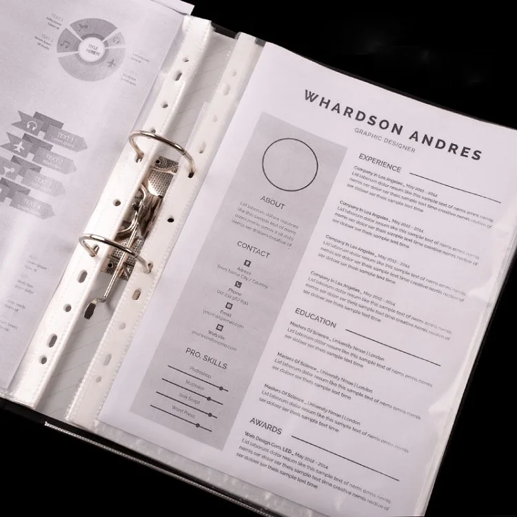 School Office Supplies 11 Holes Sheet Protector Loose Sheet Paper Protector A4 8.5x11 Inch Punch Pockets