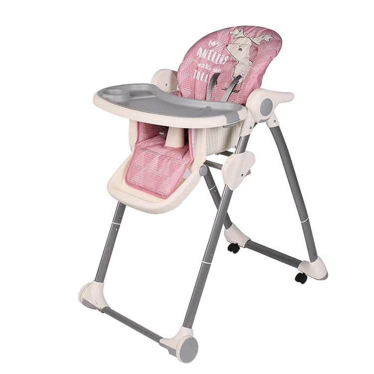 
High quality fashion design foldable Luxury Aluminum Baby Toddler Feeding High Chair highchair with tray 