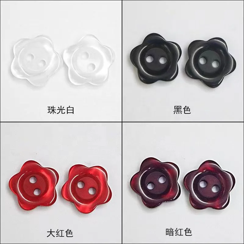 Colorful Shirt Pearl Flower Shaped Resin Polyester Plastic Baby Buttons For Children