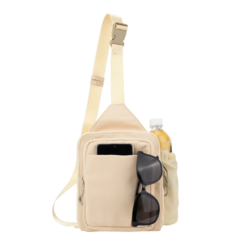 Fashion Unisex Shoulder Custom Designs Messenger Mini Water Bottle Carrier Crossbody Chest Nylon Sling Bag with Bottle Holder