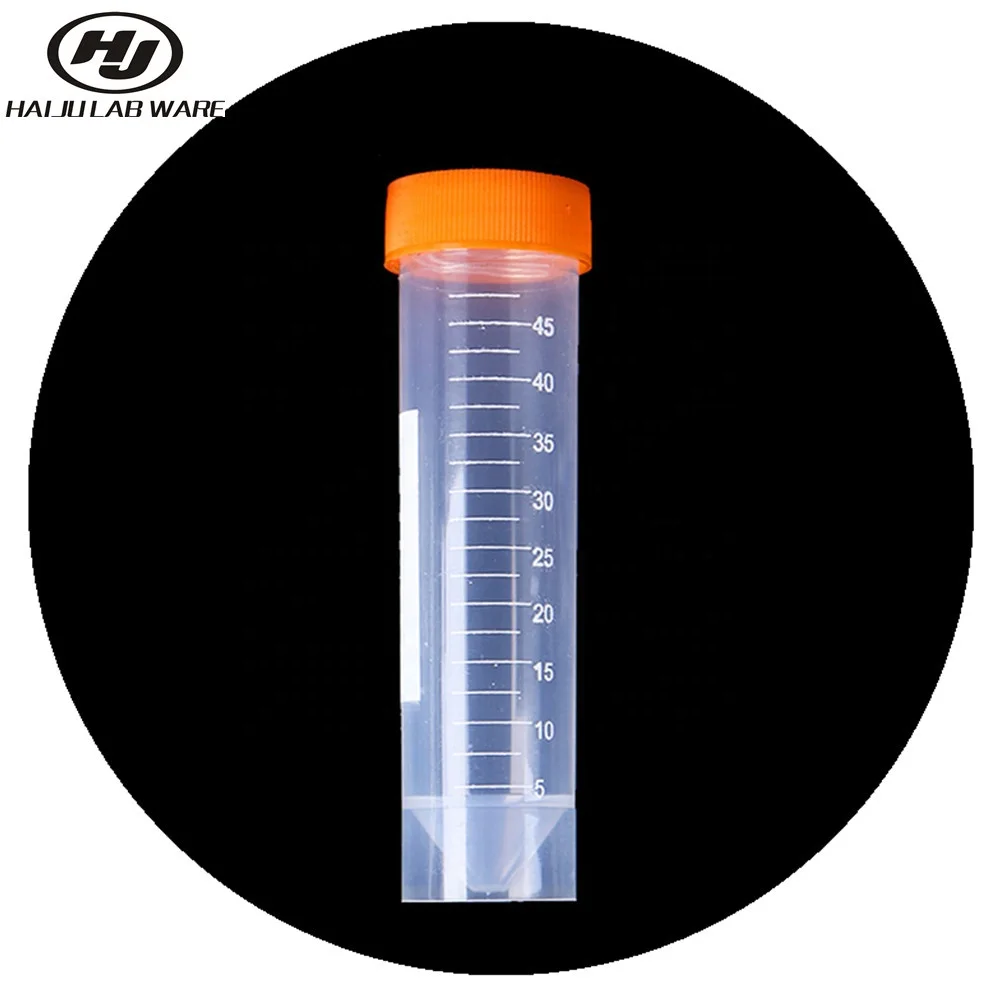 HAIJU LAB Plastic 50ml Test Centrifuge Tube Flat Bottom Self Standing With Screw Cap