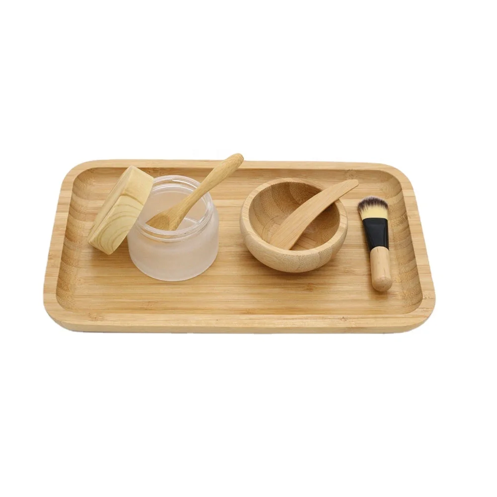 5-Pack DIY Bamboo Facial Mask Bowl Set, DIY Clay face Mask Mixing Kit set with Brushes and Bowl, Cream bottle,Blade,Spoon