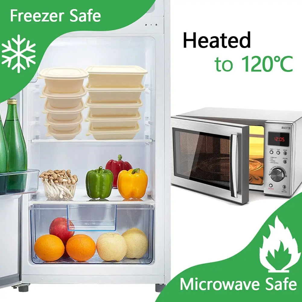 3 Compartment Disposable Corn Strach Lunch Box with Lid To Go Containers for Food