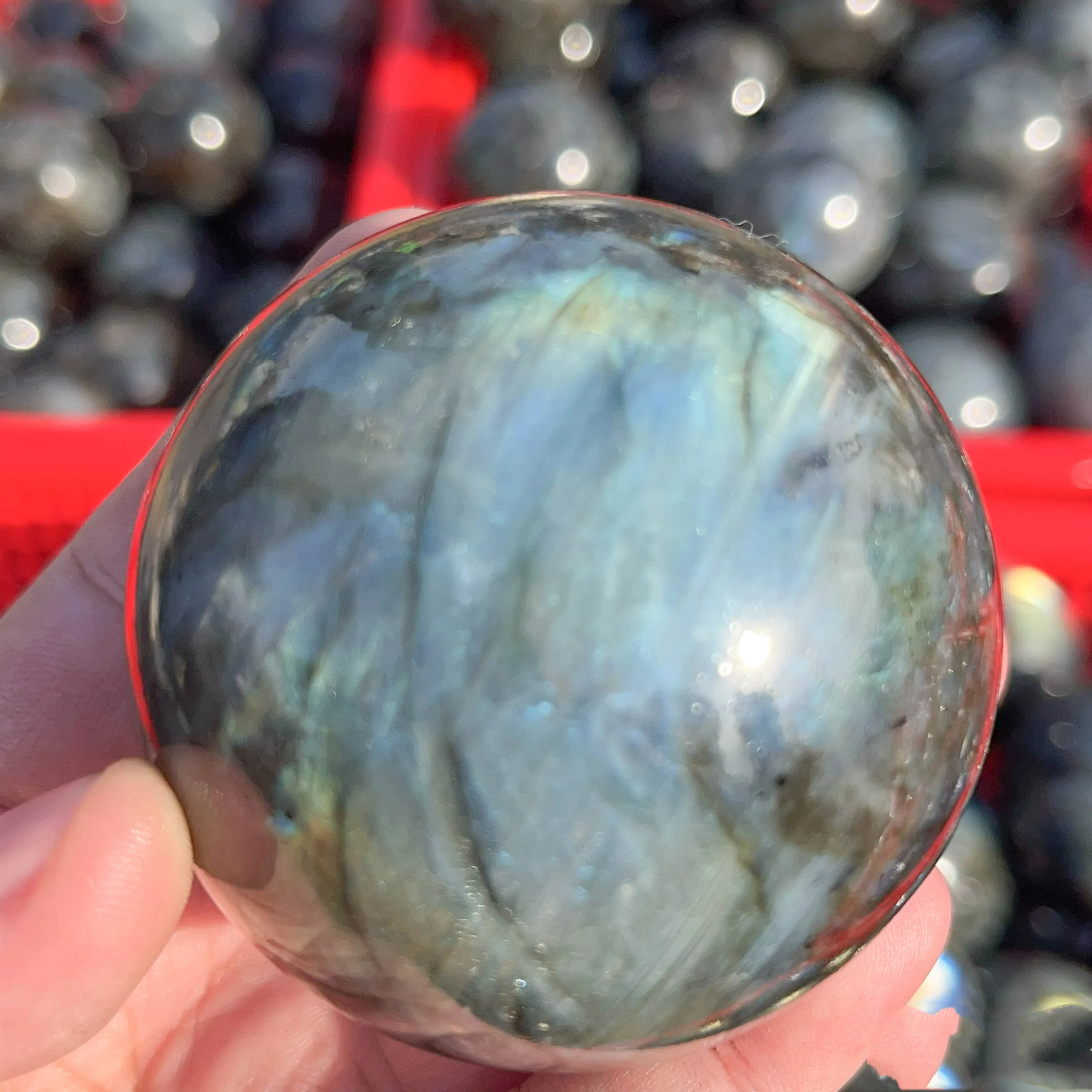 Natural Wholesale Price Healing Stone Crystal Ball Nice Flash Labradorite Small Sphere For Healing