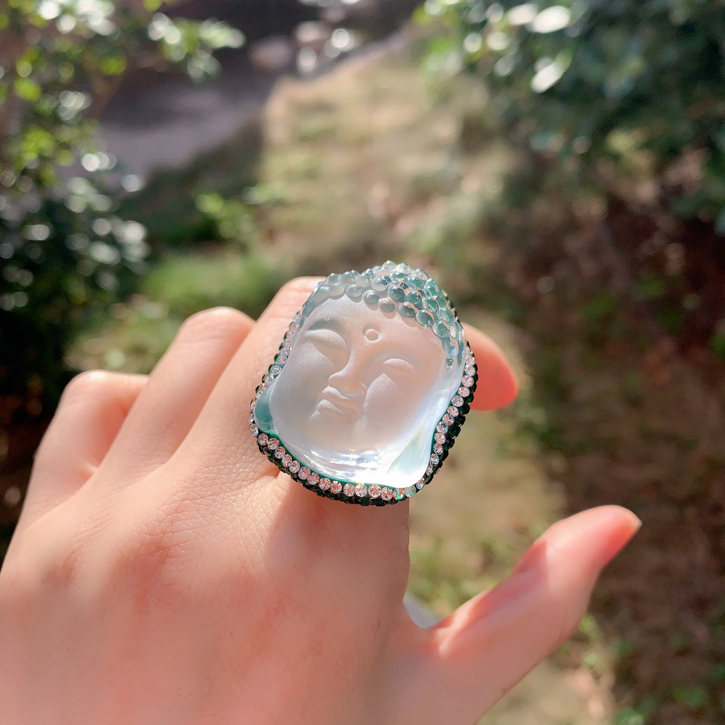 LS-B5383 Buddha head glaze finger ring new Arrival fine ring jewelry multi colored gold ring for women men fashion