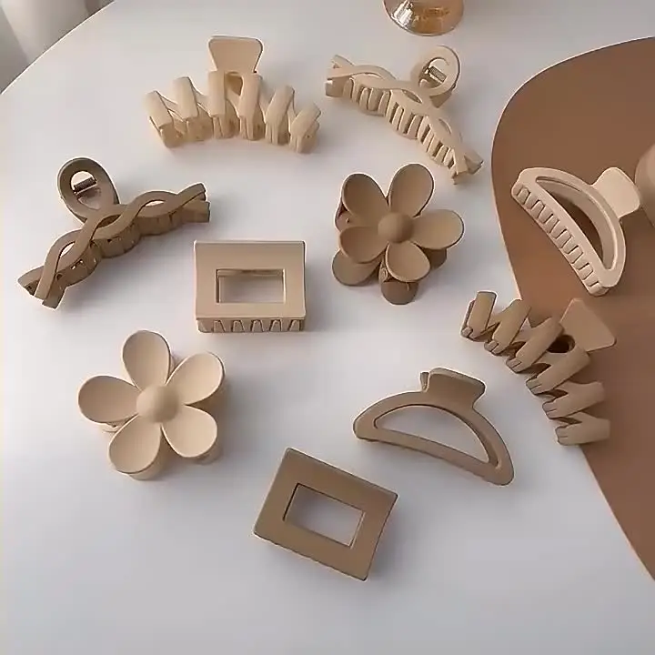 Модные однотонные Цветочные заколки для волос, матовые элегантные Геометрические зажимы для волос для женщин и девочек