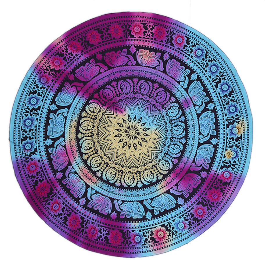 Wholesale custom printed shawl seaside spa towel boho circular round beach towel for beach