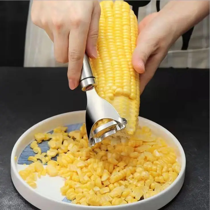Corn Stripper Cob Slicer Peeler Thresher Tool Corn Cobber Corn Zipper Stainless Steel Vegetable Peeler and Kernel Cutter