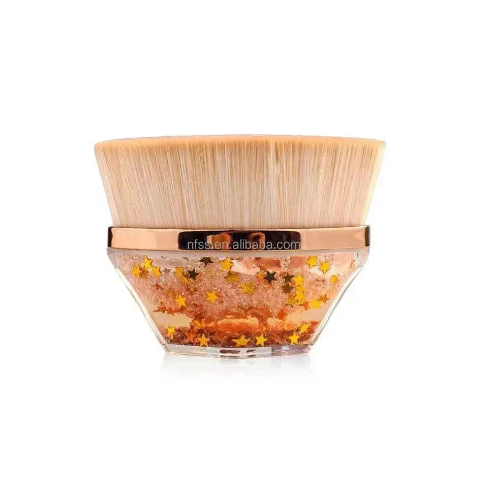  High Quality Synthetic Hair Rhinestone Flat Top Foundation Cosmetic Brush Durable Glitter Floating Hexagon Kabuki Makeup Brush