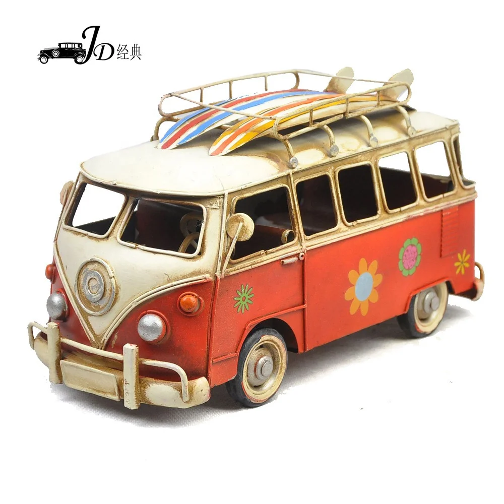Creative Metal Bus Model Home Decoration Iron Painted Minibus Car Accessories Casting Technique New Saving Tank Photo Frame