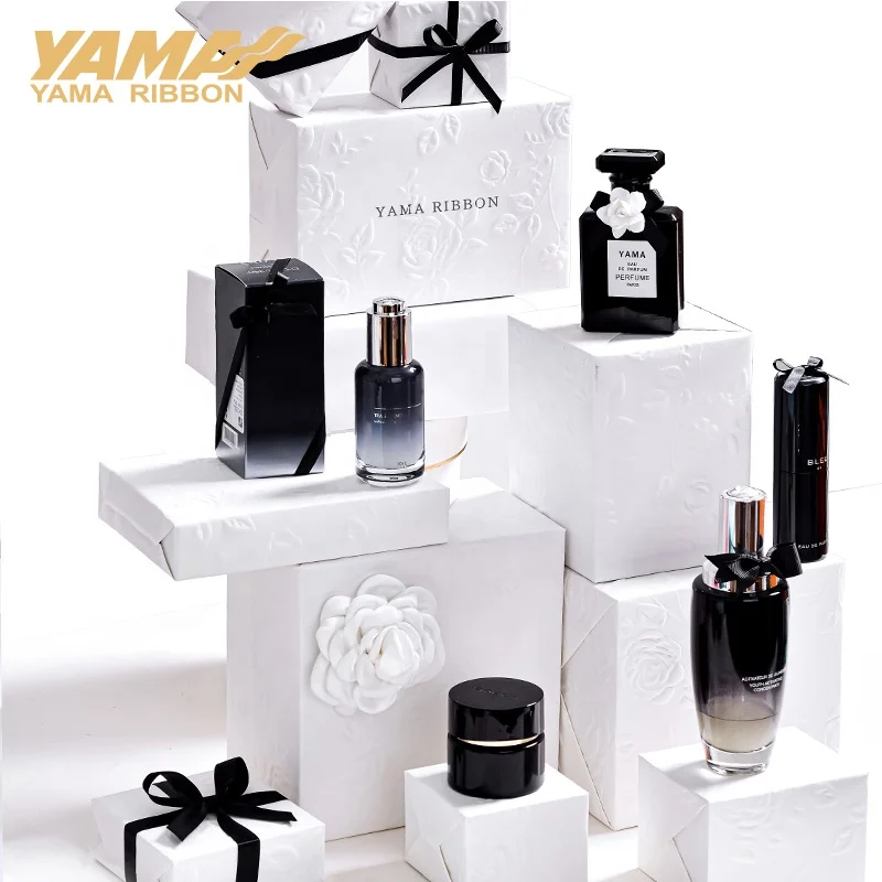 Yama ribbon stock wholesale polyester classic black white grey grosgrain ribbon for gift wrapping box 100 yards