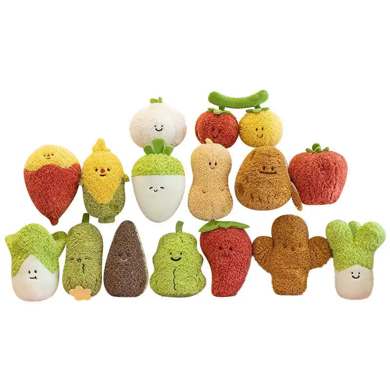 2024 Hot Selling Kawaii Mini Fruit Plushies 20cm Stuffed Banana Strawberry Peach Watermelon Plush Kids Soft Toys
