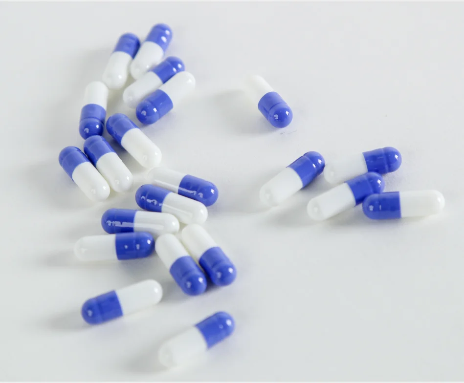 china best quality  bovine edible empty gelatin capsule 0# blue-white