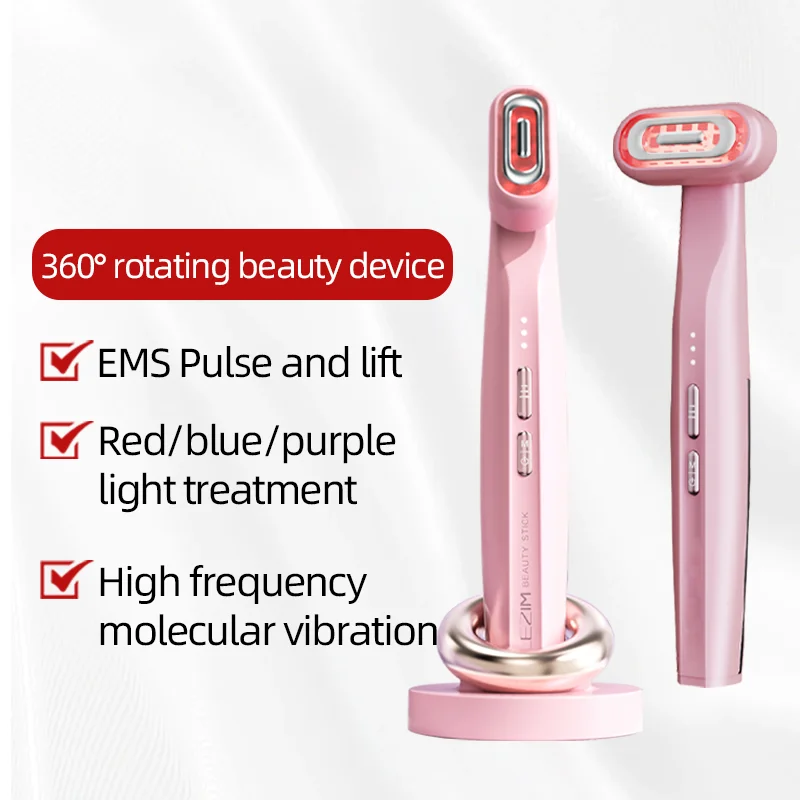 4 In 1 Red Light Therapy EMS Facial Eye Skin Care Wrinkle Remover  Microcurrent Vibrating  Wand Massager