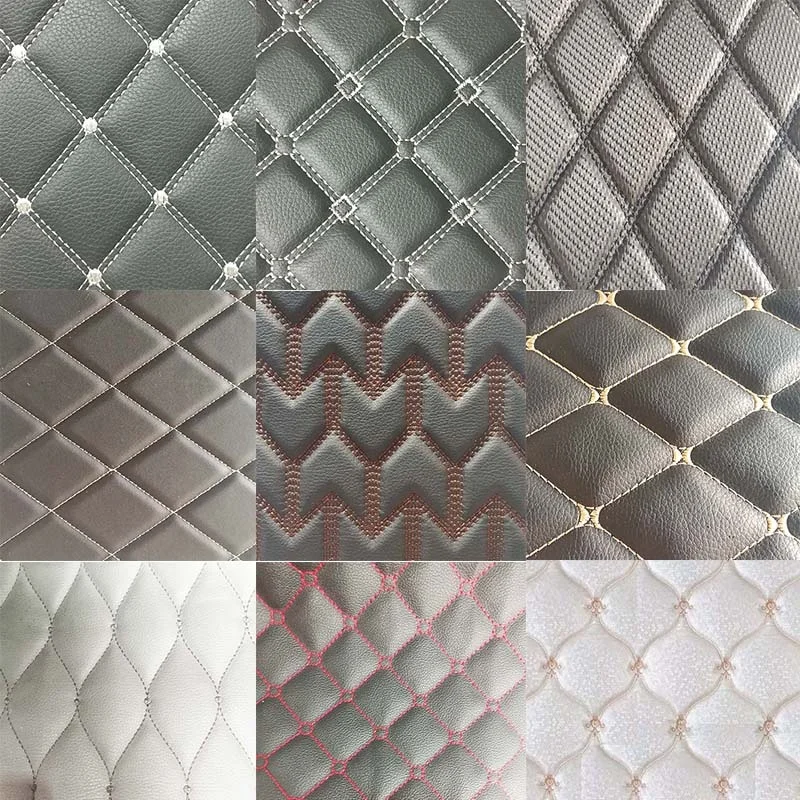 Embroidered Leather Hot Sales Quilted Sponge Customize any Design Leather Car Floor Mats and Auto Bus Upholstery