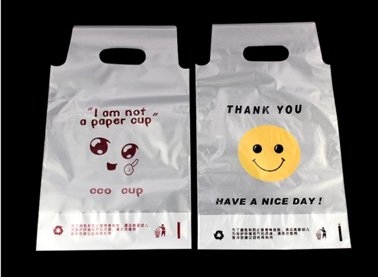 Disposable Custom Milk Tea/Coffe Tea Packaging Plastic Take Away Bag