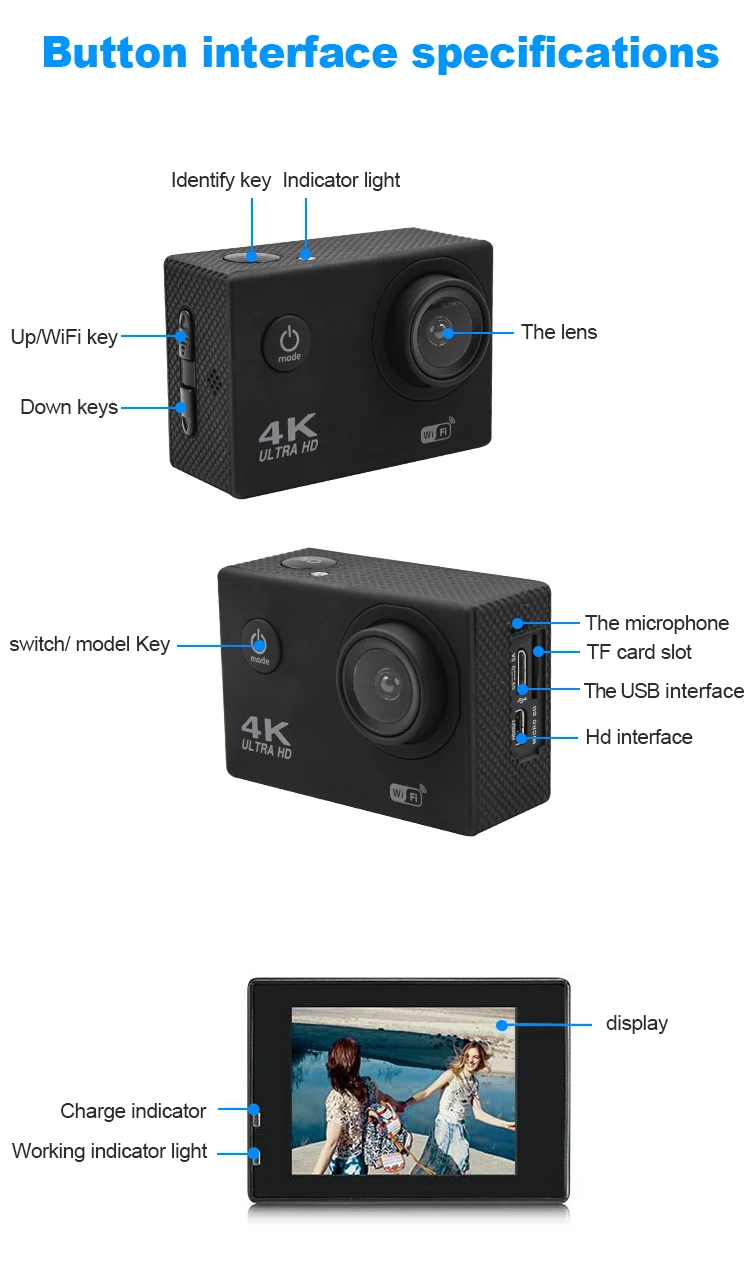 New 30m  Waterproof Wifi  4k Full Hd Video  Underwater   Action sports cameras Helmet Camera Waterproof Action Camera